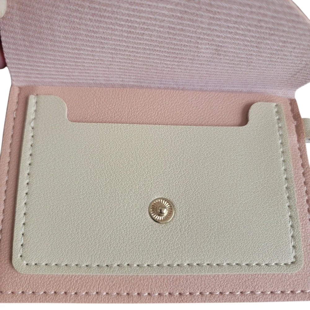 Pink and Cream Card Holder Keychain
